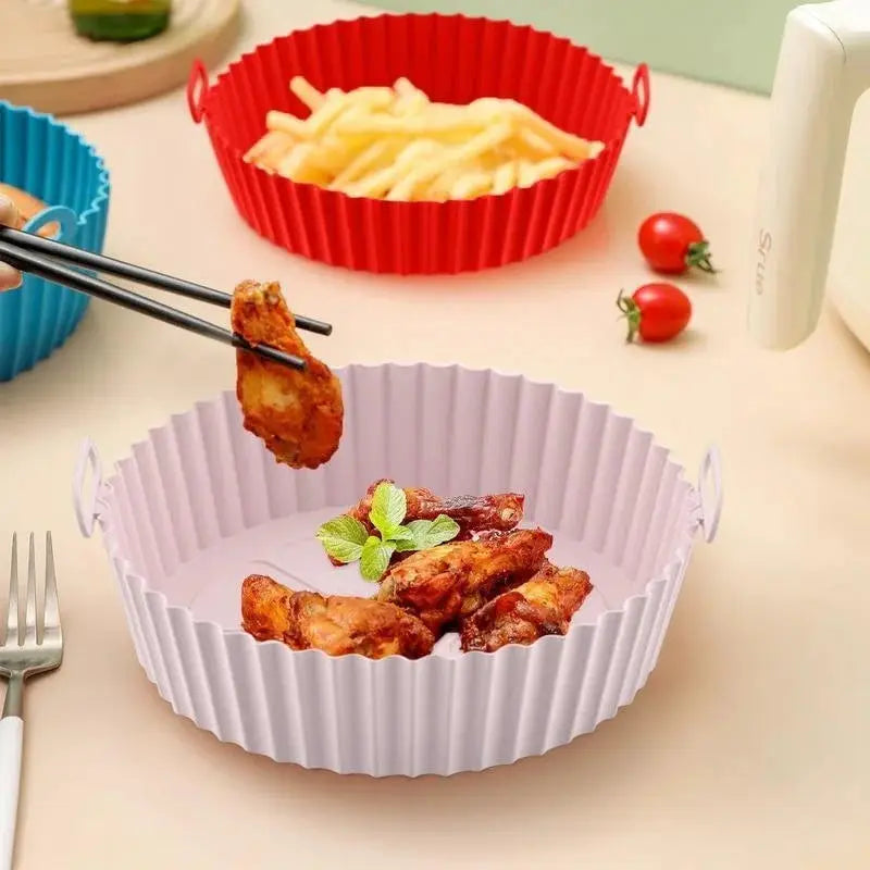 Reusable Air Fryer Silicone Liners Nonstick Food Grade Basket Accessory For Easy Cleanup