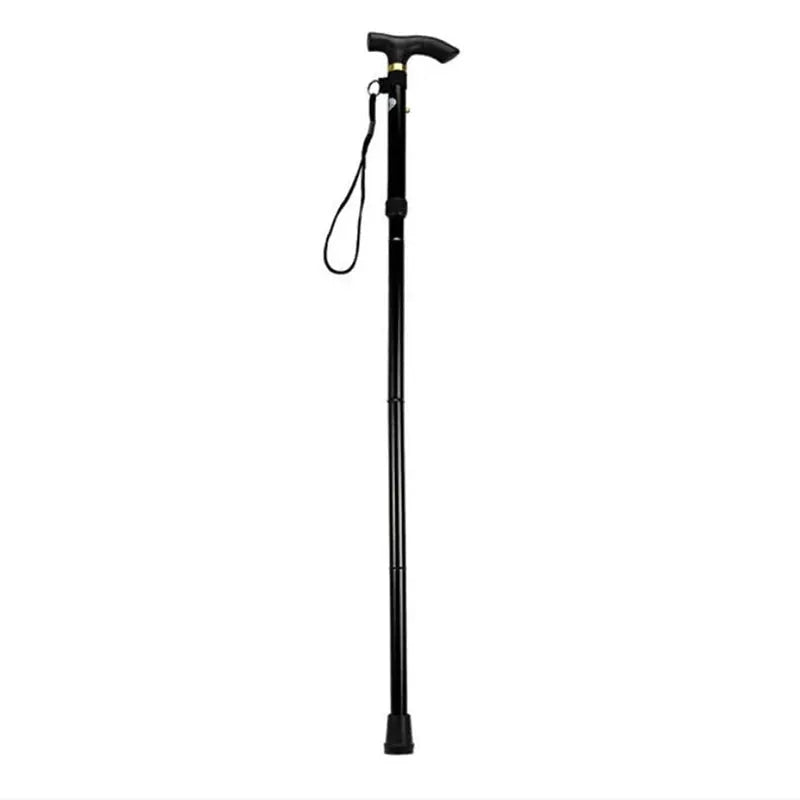 Simples Market telescopic walking stick, black aluminum alloy trekking pole with wrist strap