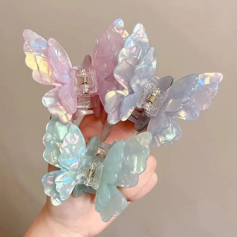 Colorful Butterfly Hair Clips For Women And Girls Pearlescent Fairy Gripper Clips Beach Summer Accessories