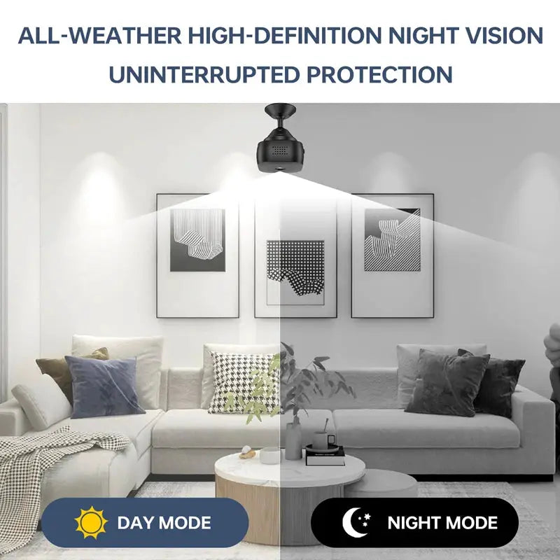 Simples Market Smart 4K Mini Camera, ceiling-mounted with full-color night vision and WiFi security monitor