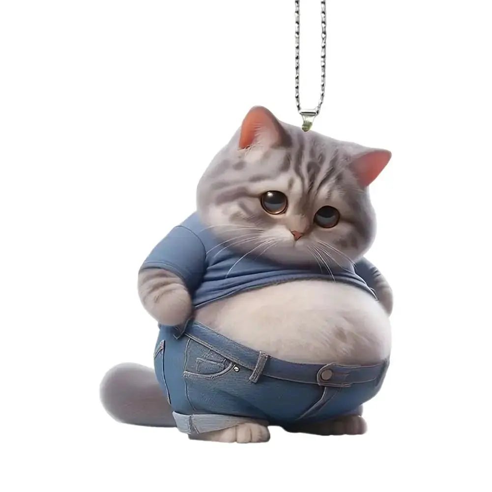 Fat Puppy Keychain 2D Flat Acrylic Cartoon Dog Ornament For Car Mirror Backpacks Hanging Pendant Home Decor - Simples Market