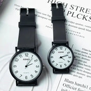 NovaTime Minimalist Black And White Women Quartz Watch With Vegan Leather Strap For Everyday Wear