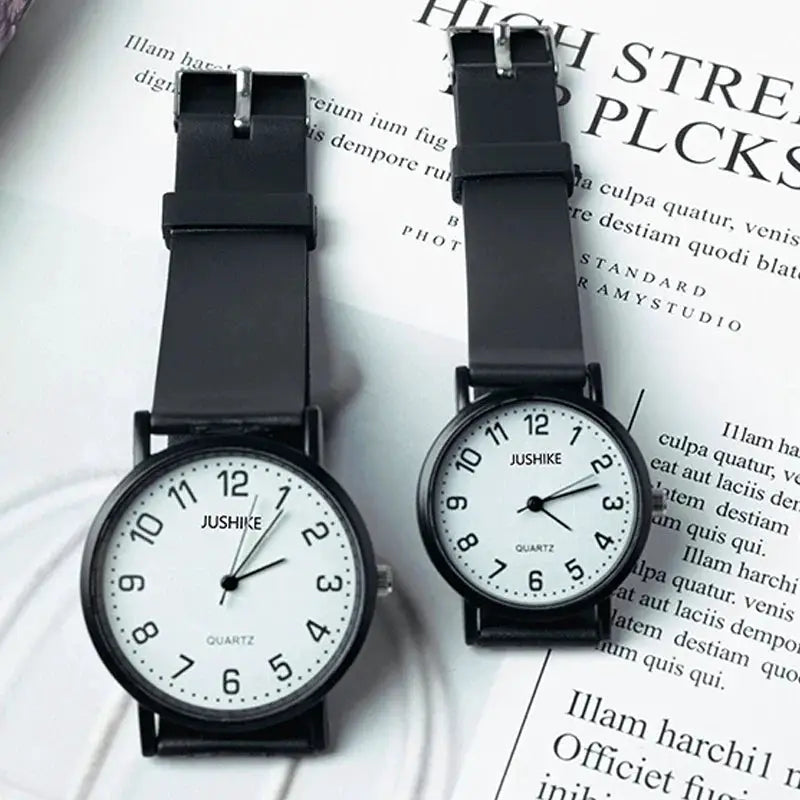 NovaTime Minimalist Black And White Women Quartz Watch With Vegan Leather Strap For Everyday Wear