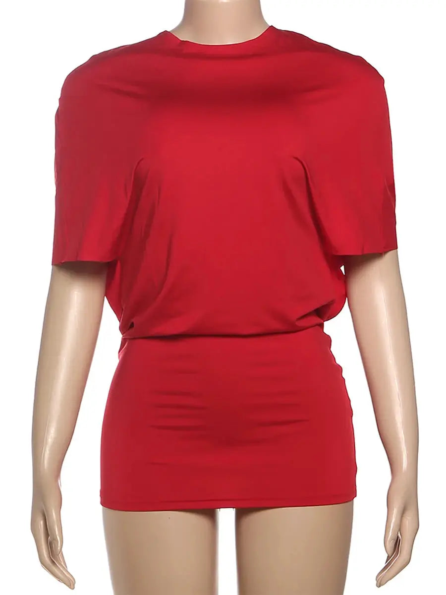 Nibber O Neck Sexy Backless Mini Dress For Women Y2K Solid Trend Style