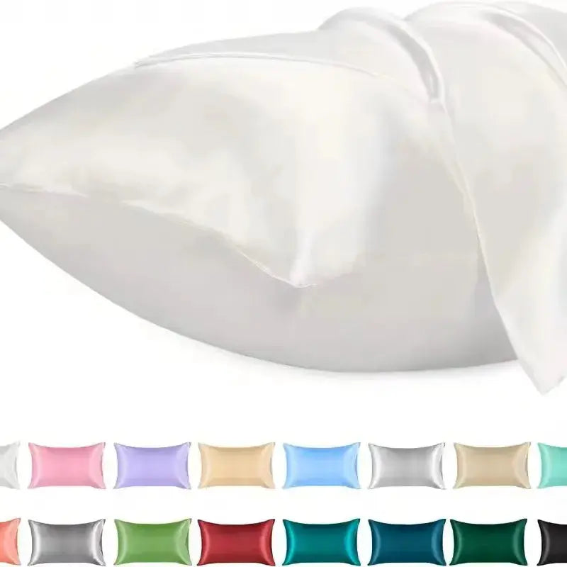 Simples Market satin pillowcase, white, silky soft for hair and skin; 1pc, color options shown