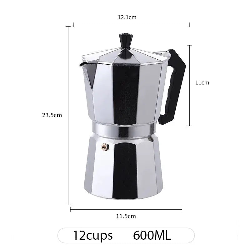 Velare Aluminum Moka Pot Octagonal Italian Espresso Coffee Maker For Home Office Travel Camping