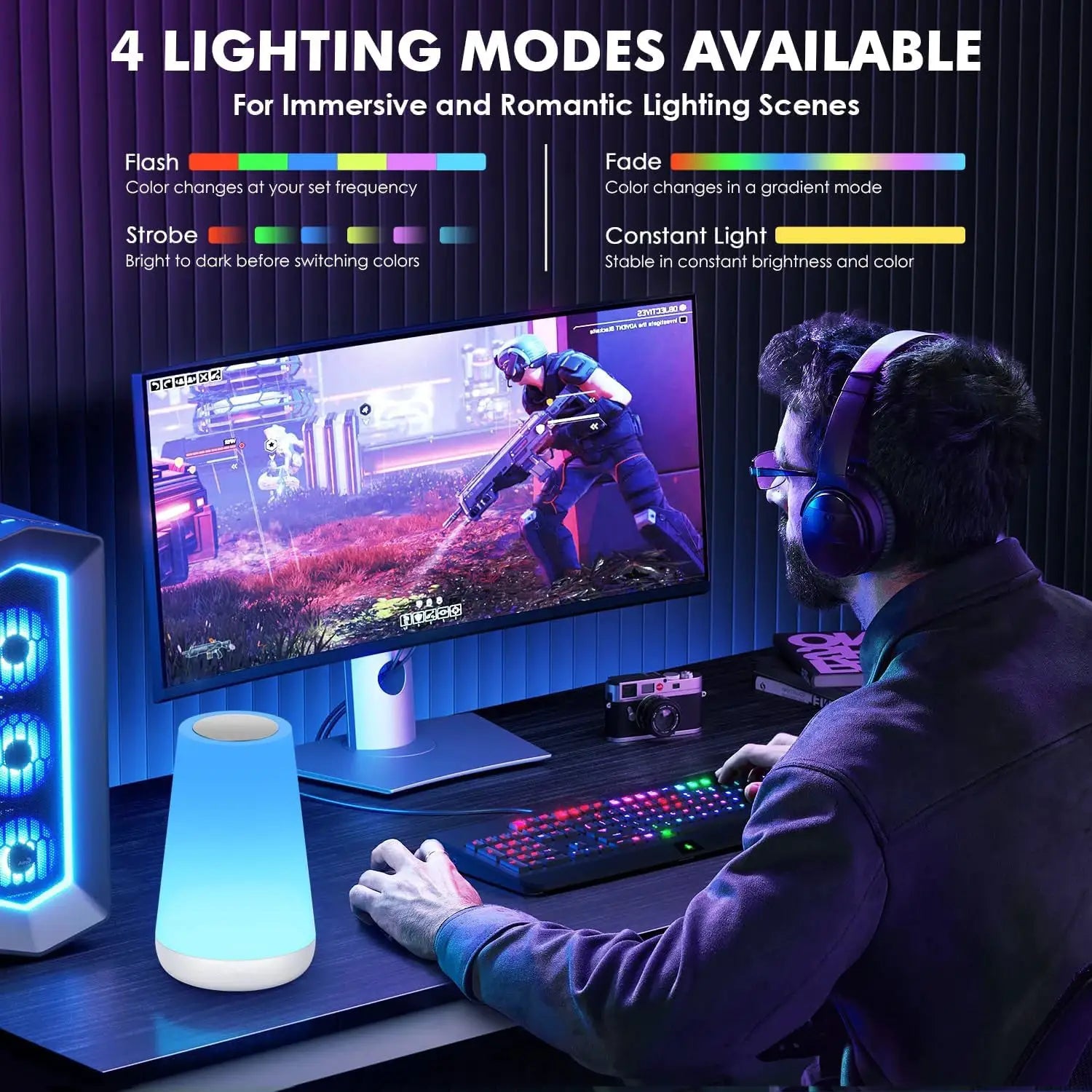 LumaGlow 13 Color Changing LED Night Light With Remote Control And Touch Sensor USB Rechargeable RGB Bedside Lamp