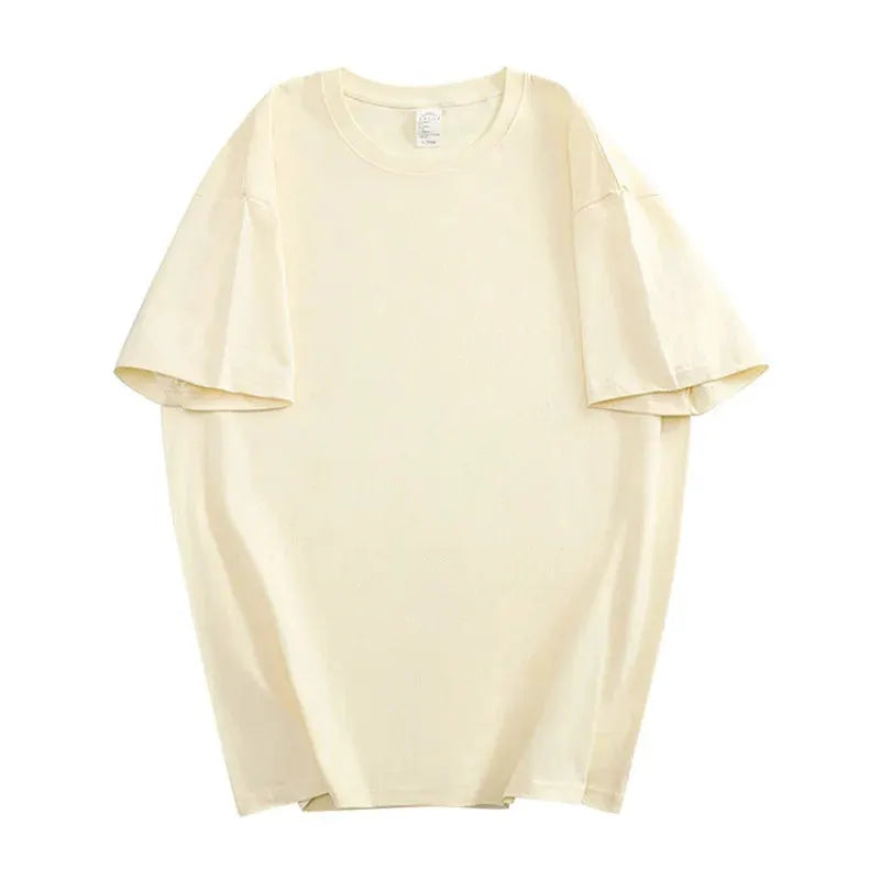 One Hundred Percent Cotton Unisex Short Sleeve T Shirt Loose Fit Crew Neck Solid Color Top For Men And Women