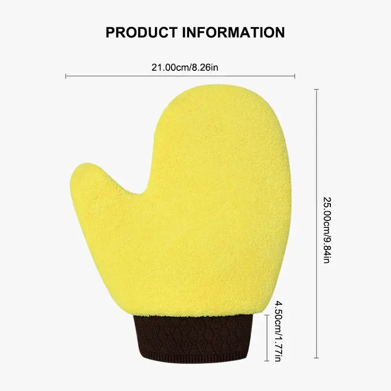 SEAMETAL microfiber car washing glove, double-faced coral fleece, yellow with brown cuff