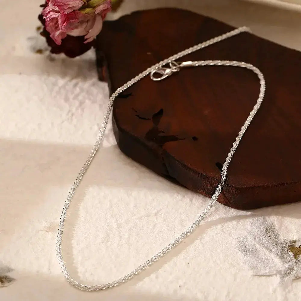 Silver Sparkling Clavicle Chain Necklace for Women and Girls Choker Style Korean Wedding Party Jewelry Accessories