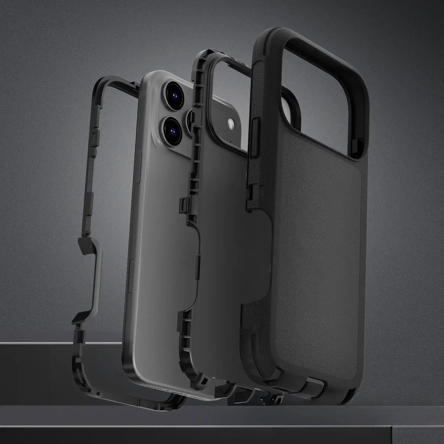 Simples Market rugged shockproof case with belt clip in two-tone black/gray armor shell for iPhone 17/16/15/14 Pro Max