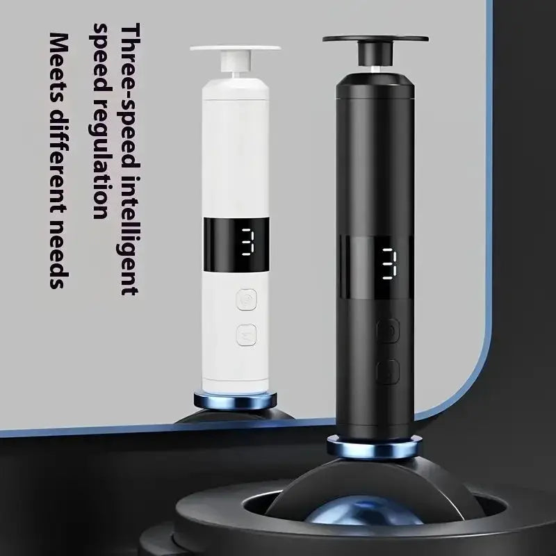Simples Market USB charging foot grinder, 2-in-1 foot and nail care device; two devices in white and black.