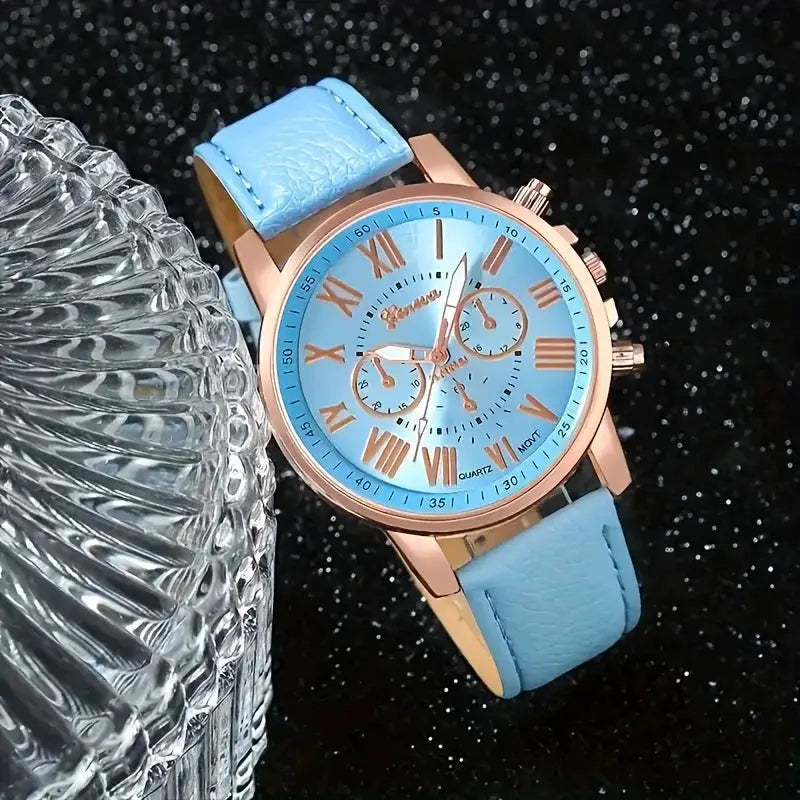 NovaStyle Fashion Quartz Watch And Jewelry Set Shock Resistant Circular Analog Digital Display Zinc Alloy Case