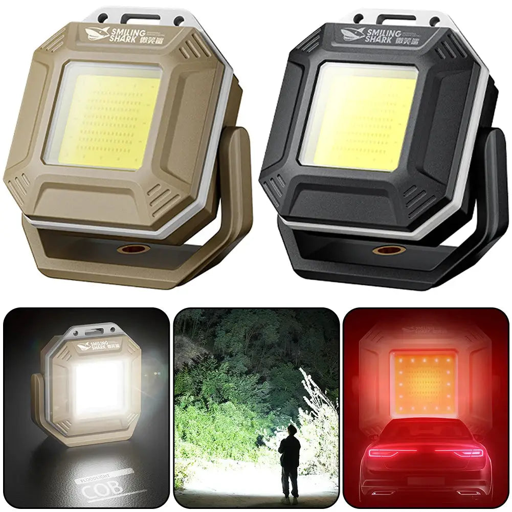 2 COB LED inspection lamps with magnetic bases; tan and black, rechargeable waterproof by Simples Market