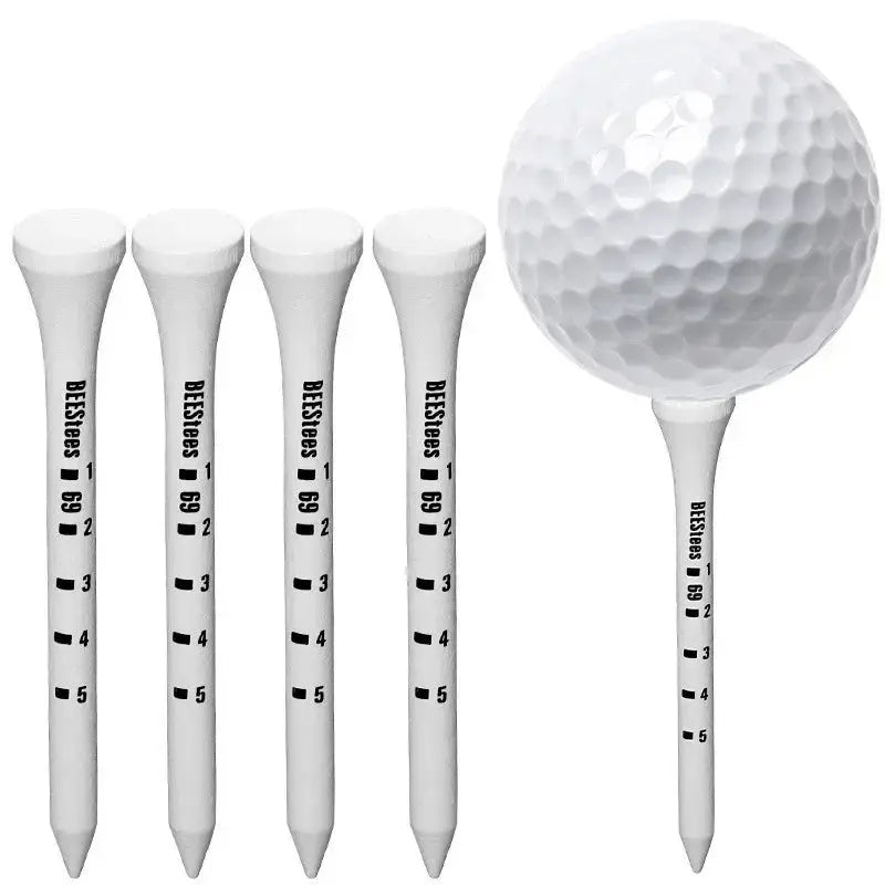 50 Pieces Bamboo Golf Tees 83mm White And Black Adjustable Depth Side Spin Reduction Friction Degree Scale Tees