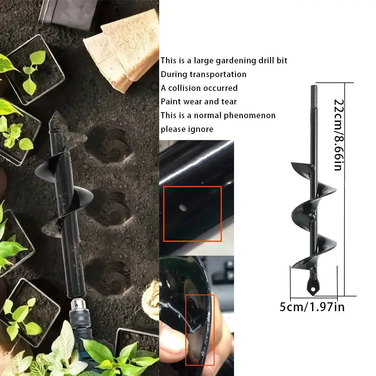 Spiral Hole Drill Bit For Gardening Planting Attach To Corded Or Cordless Drill For Easy Soil Loosening And Hole Digging