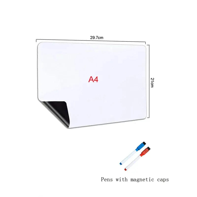 Flexible Magnetic Whiteboard Stickers A3 And A4 With Erasable Markers Refrigerator Memo Board For Kitchen Grocery List