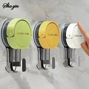 Suction hooks set of 3 by Shajin; lime green, yellow, white, traceless no-drill adhesive for bathroom and kitchen