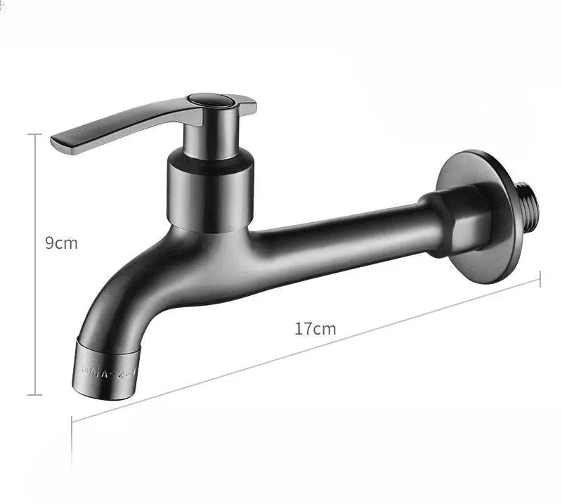 Simples Market wall-mounted faucet with single lever, stainless steel finish, 17cm spout length