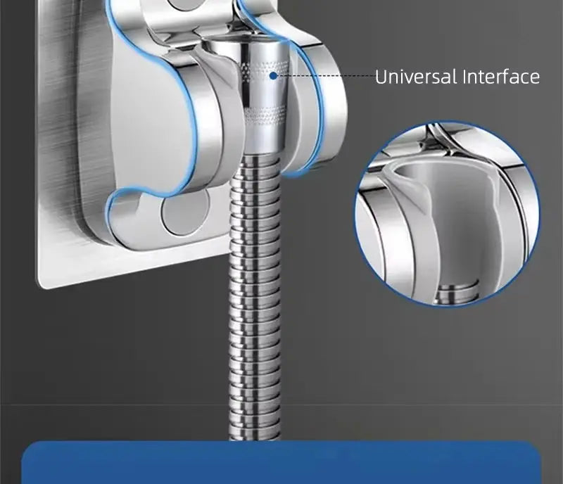 Simples Market universal shower head holder with 360° adjustable suction cup wall mount, chrome finish