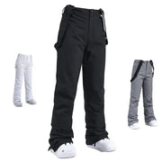 Women Winter Skiing Pants Warm Thick Windproof Waterproof Snowboard Suspender Trousers Plus Size
