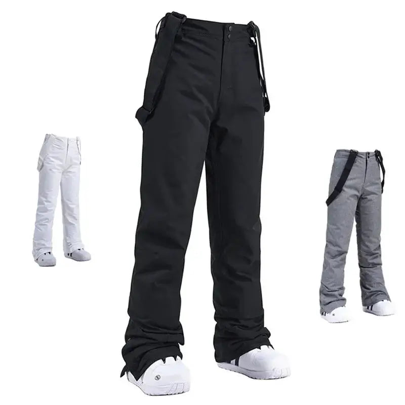 Women Winter Skiing Pants Warm Thick Windproof Waterproof Snowboard Suspender Trousers Plus Size