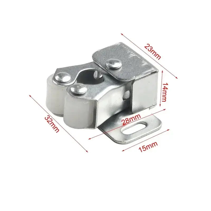 Magnetic Dual Wheel Spring Lock Buckle for Cabinet Doors and Drawers Stainless Steel Wardrobe Locking Hardware