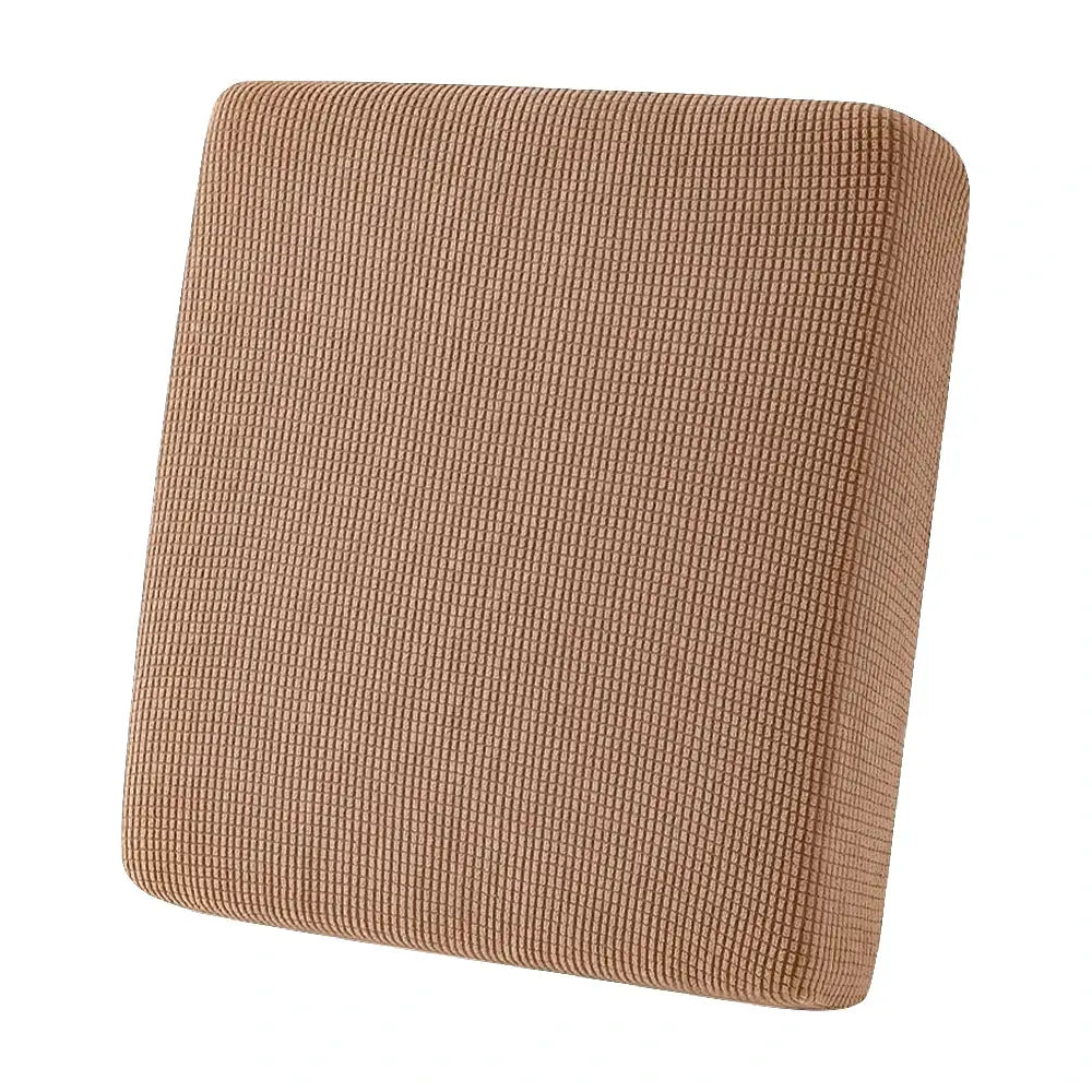 Sofa cushion cover by Simples Market; tan jacquard waffle pattern, universal outdoor stretch protector