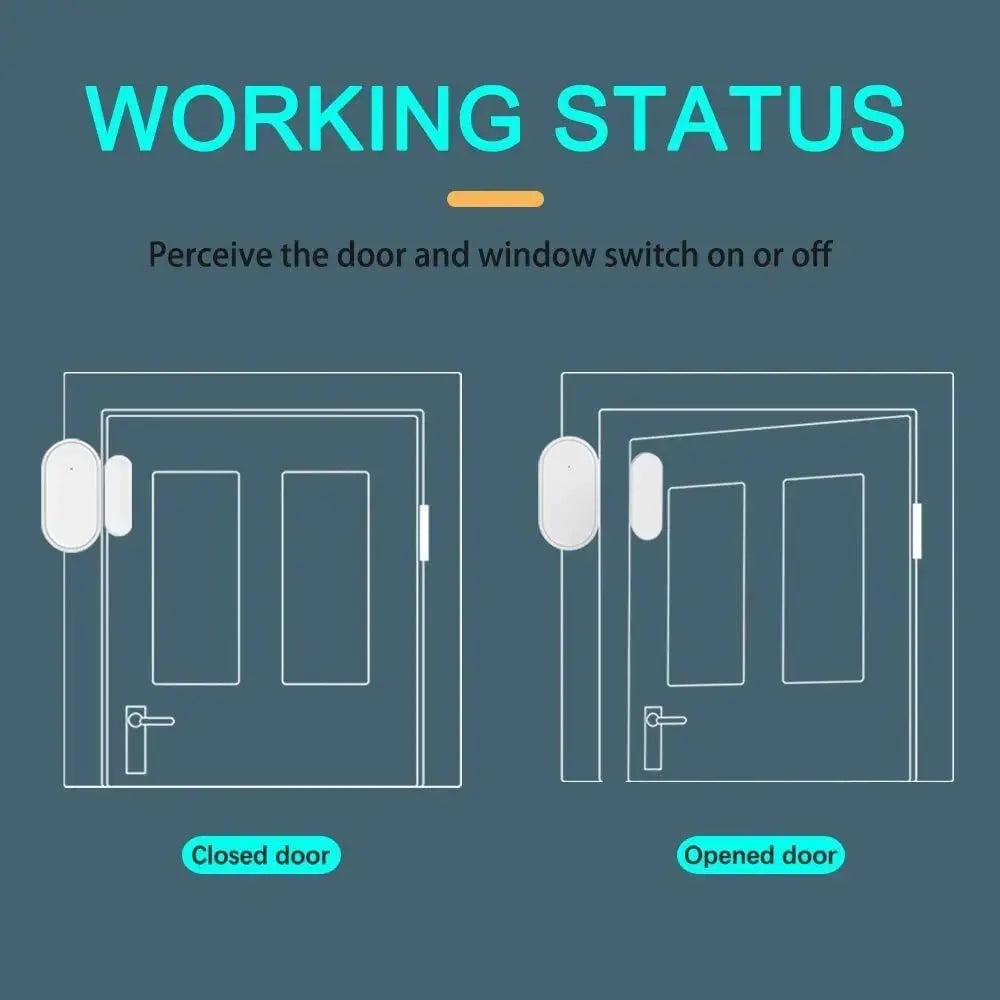 Ewelink Zigbee door sensor with magnet; wireless alarm, shows closed and opened door states