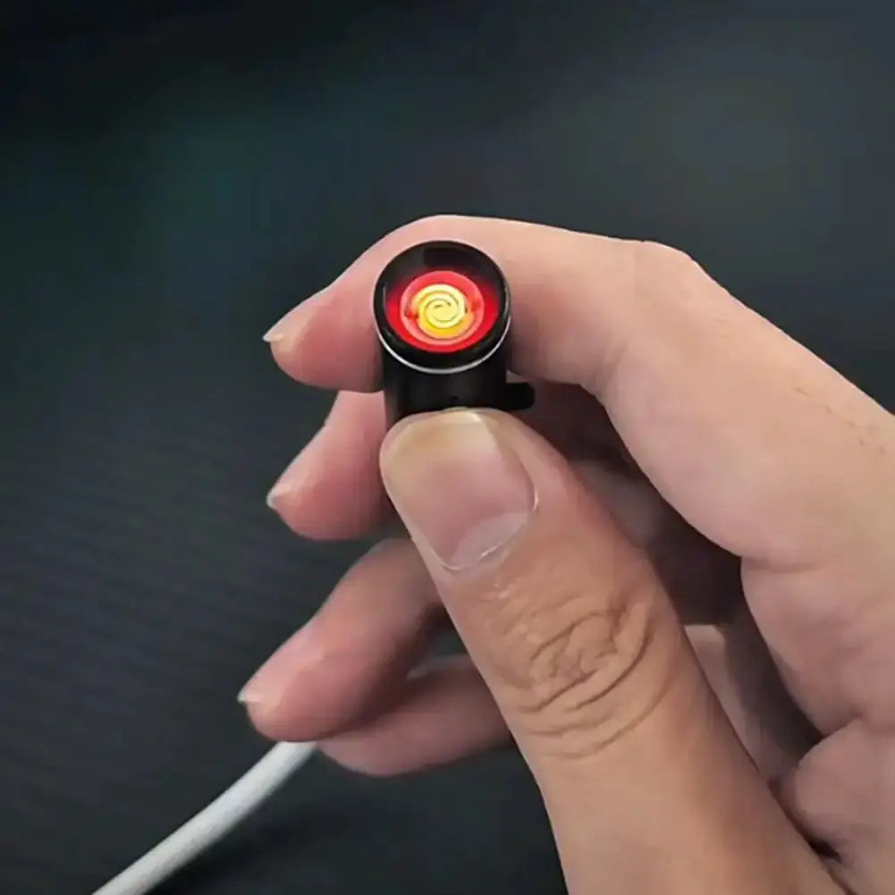 Simples Market Type-C mini windproof heating-wire lighter, black handheld ignition device with red glowing coil