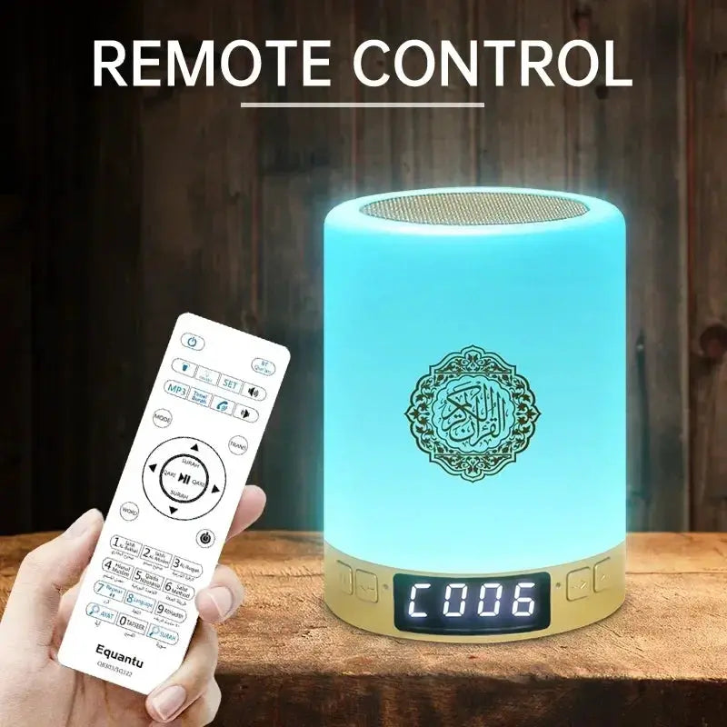 Portable multifunctional sound machine with blue LED night light, Bluetooth speaker, and remote control