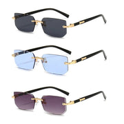 NovaVista Rimless Rectangle Sunglasses Unisex Lightweight Small Square Shades With Mirror Lenses For Summer Travel