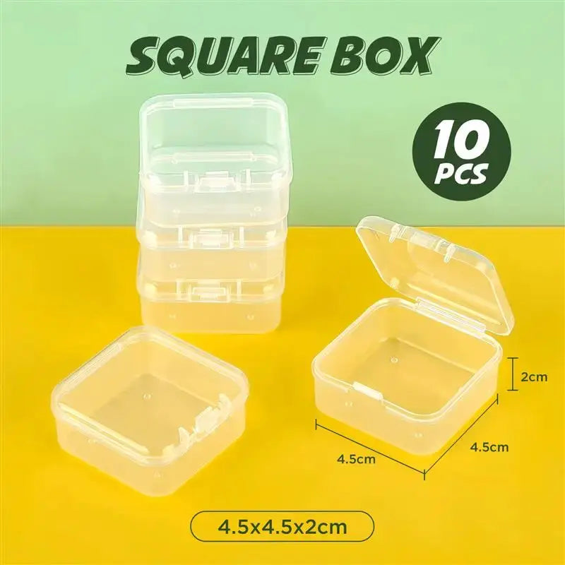 10 Piece Set of Translucent Clear PP Plastic Storage Boxes Rectangular Dustproof Jewelry Case Container