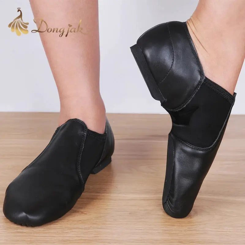 Genuine Leather Jazz Dance Shoes With Antiskid Sole For Adults Women And Girls Ballet Sneakers Tan Black High Quality