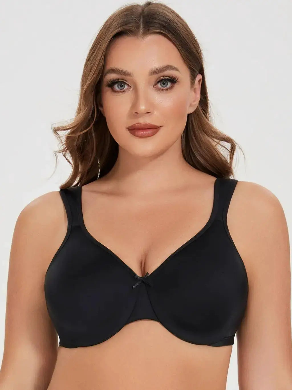 MELENECA women's minimizer seamless unlined underwire bra in black.