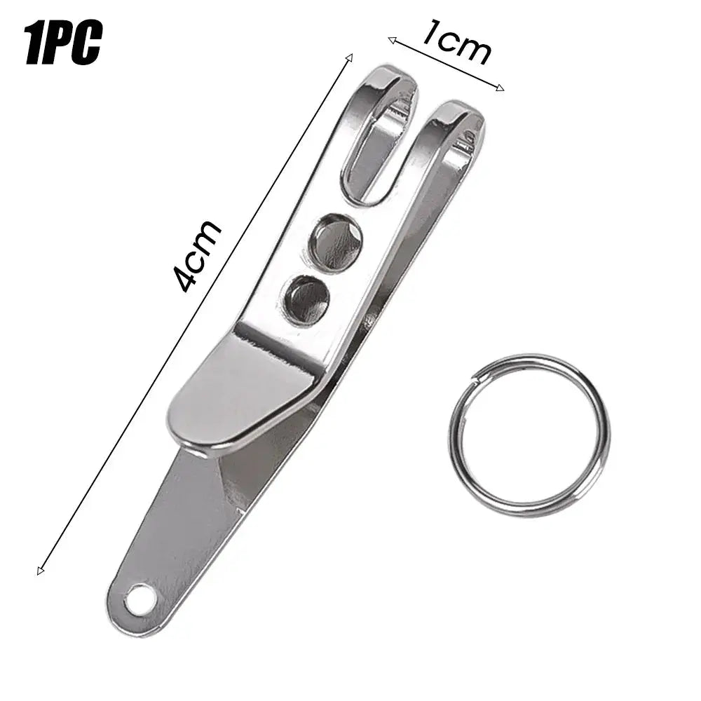 EDC pocket suspension clip by Simples Market with key carabiner and ring, stainless steel