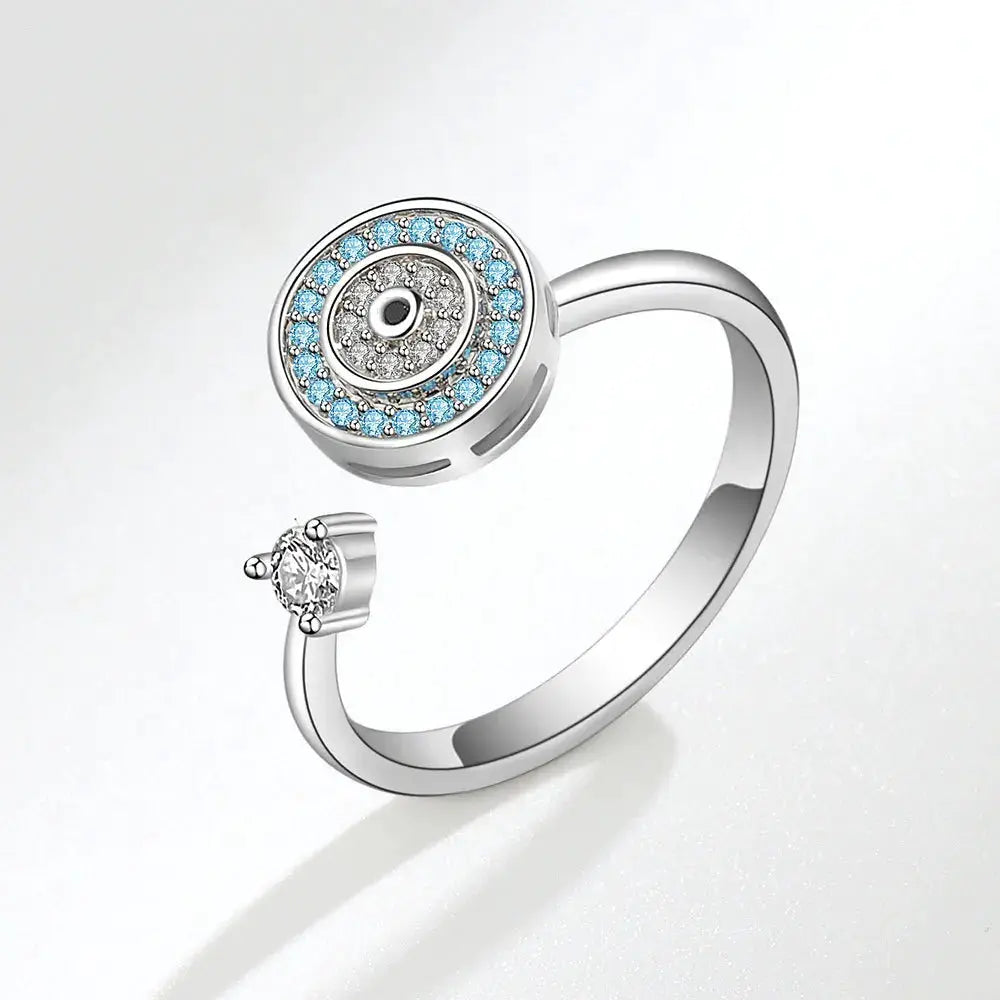 SMJEL Fidget Spinner Ring for Women Crystal Flower Eye Butterfly Animal Motifs Stress Relief Wedding Jewelry