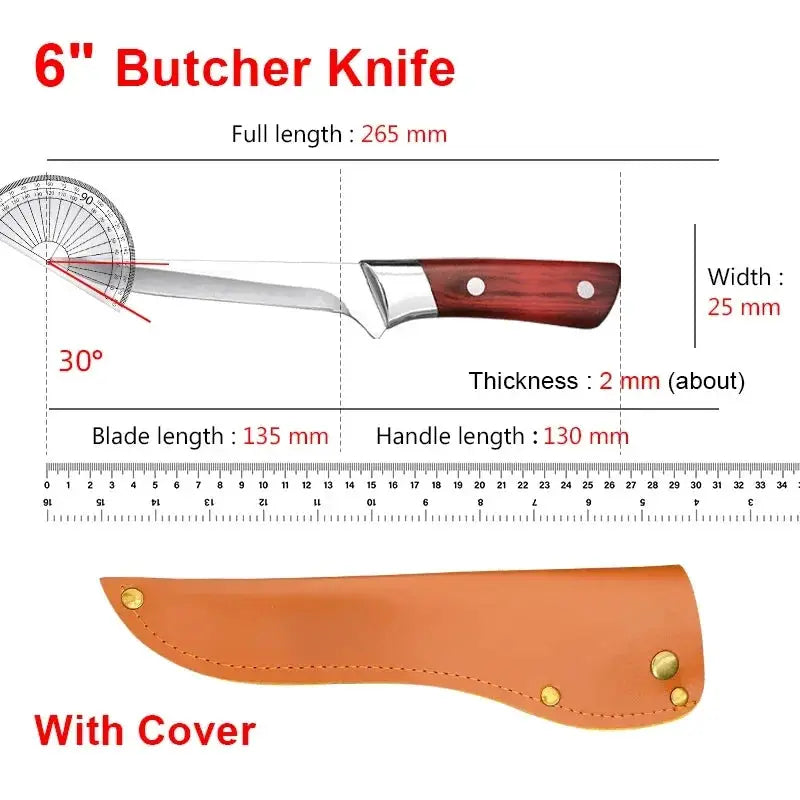 ChefPro Stainless Steel Kitchen Knife Set Boning Knife Cleaver Paring Knife With ABS Handles And Cover