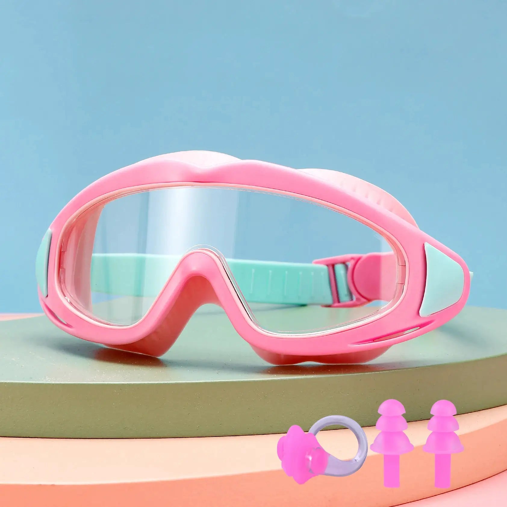 Vibrant Pink Kids Swimming Goggles Anti Fog Anti UV Wide Angle Waterproof Pool Glasses Pack