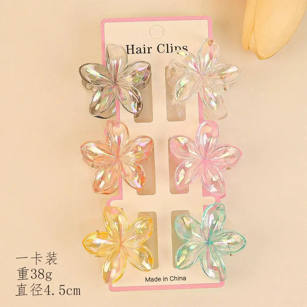 VivaCharm Colorful Transparent Flower Hair Claw Clips Six Pieces For Thick And Thin Hair Secure And Stylish