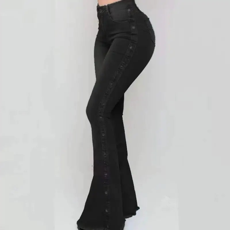 High Waist Stretch Denim Flare Jeans For Women Trousers Autumn 2024