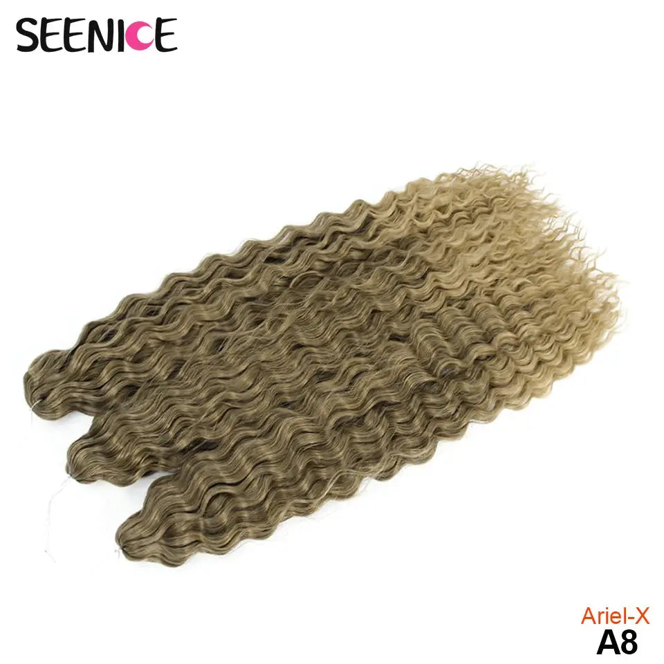 Seenice Ariel-X crochet hair extensions in ombre blonde, water-wave curls