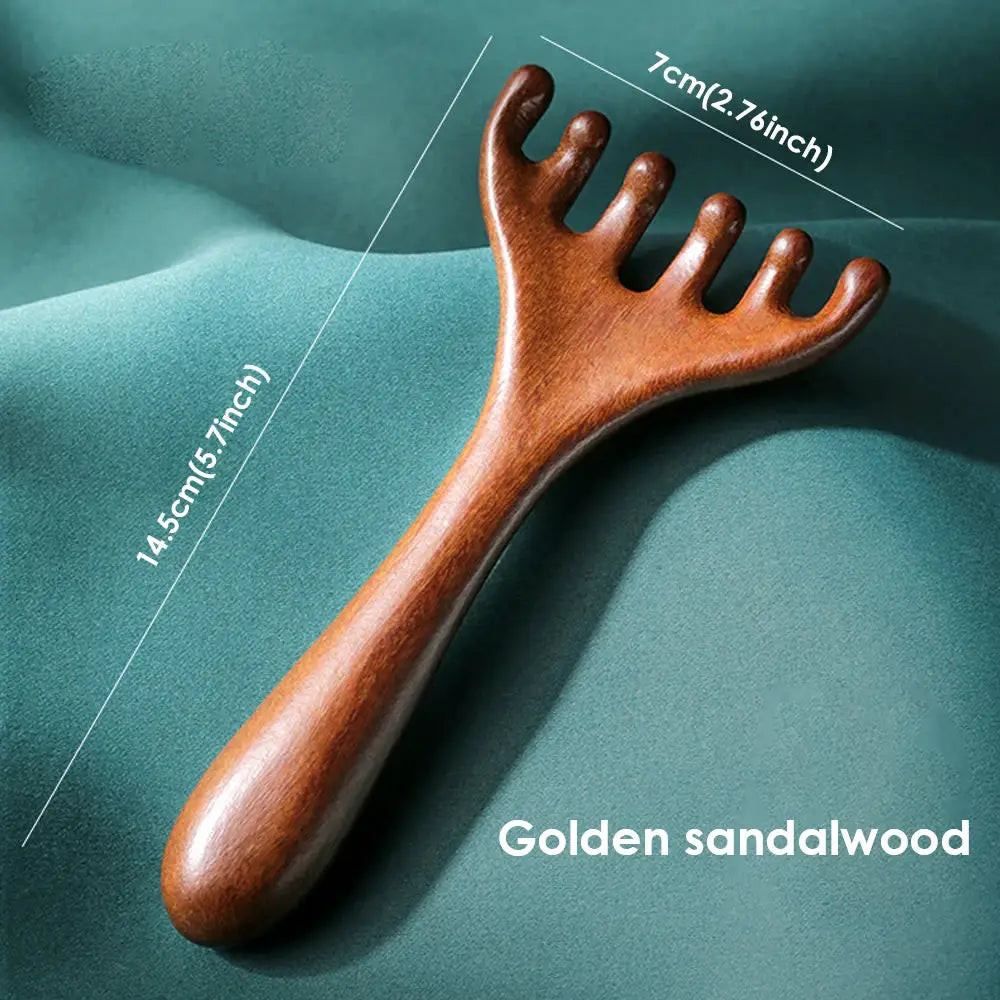 Sandalwood Meridian Massage Comb 6 Claw Head Massager Anti Static