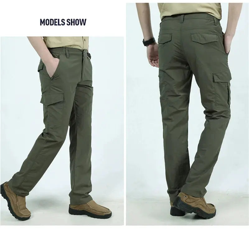 Military tactical cargo pants for men, olive-green, waterproof and wear-resistant with pockets by Simples Market