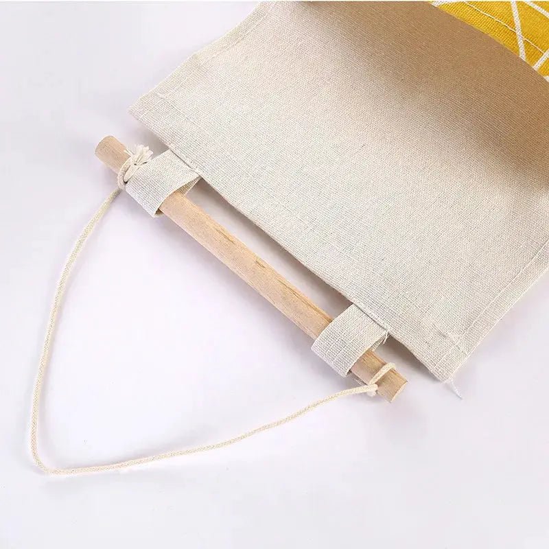 Three Pocket Hanging Wall Storage Bag Cotton Linen Organizer For Bedroom Living Room Kitchen Door Or Wall Mount - Simples Market