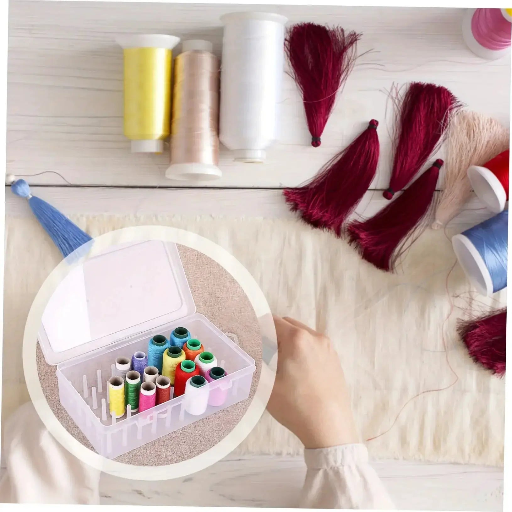 42 Roll Sewing Thread Storage Box Transparent PP Plastic Embroidery Organizer Portable Large Capacity