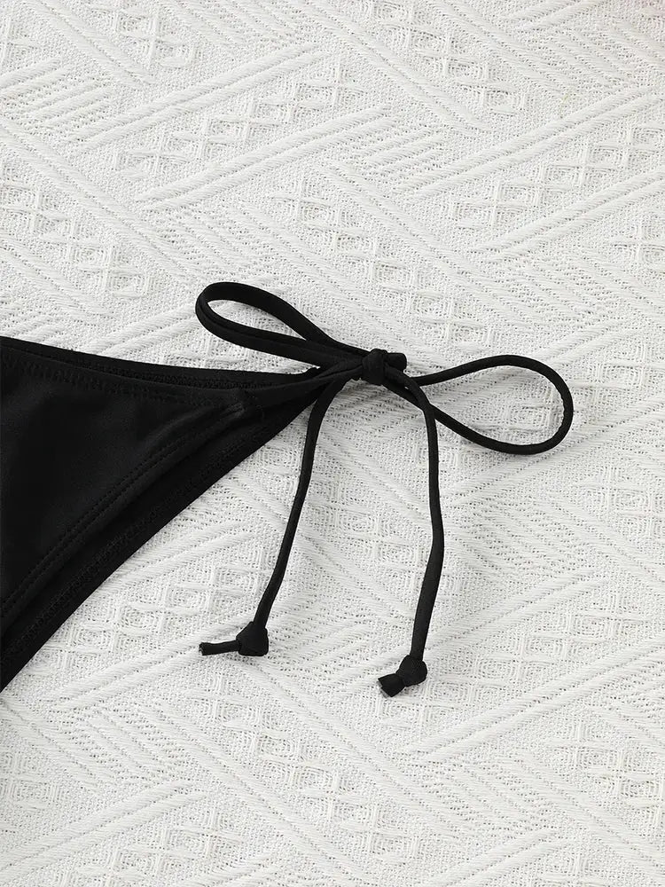 2024 Fashion Women Swimwear Bikini Set Triangle String Thong Beachwear One Piece Brazilian Biquini