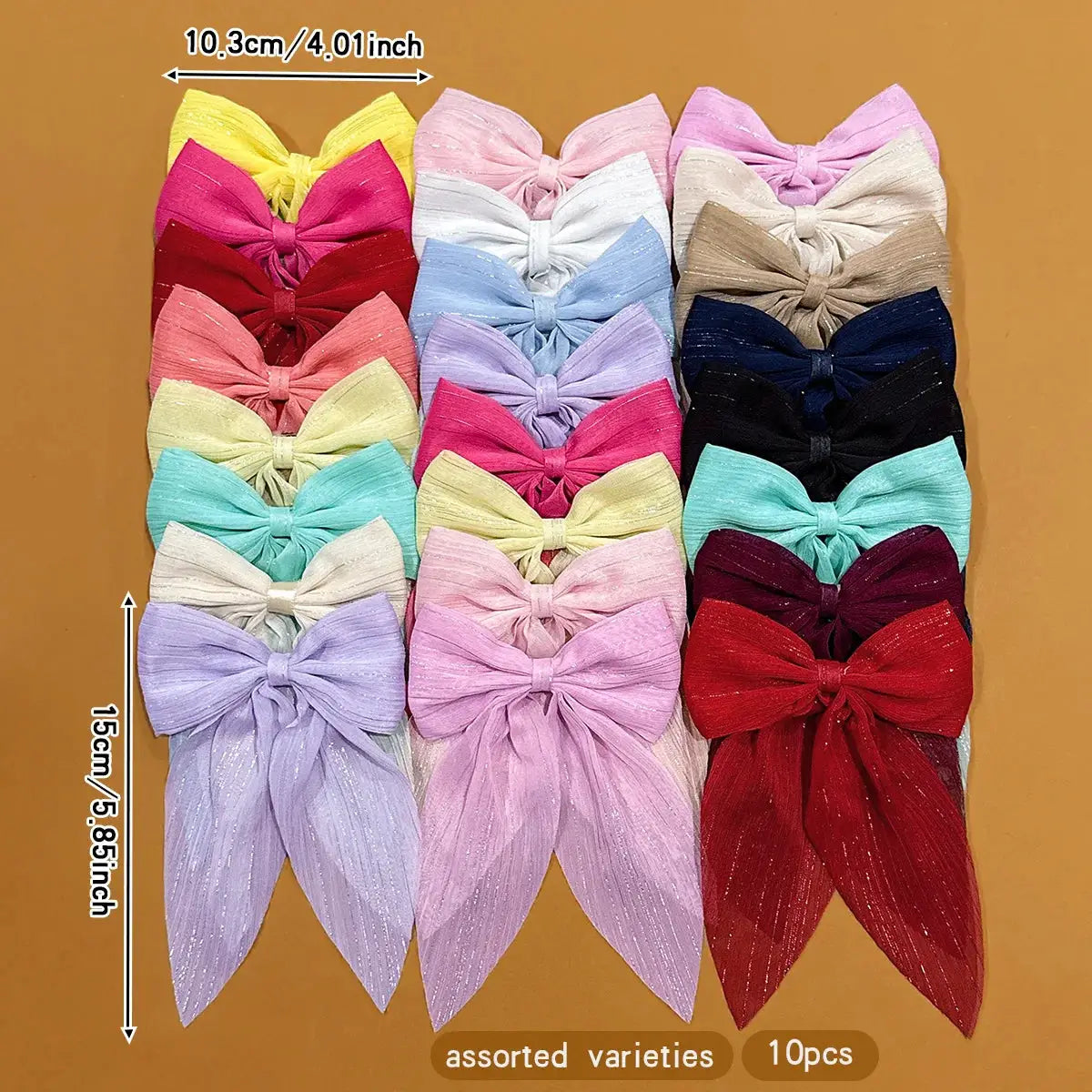 Aurora 10 Colors Bow Hair Clips Durable Polyester Barrettes for Everyday Styling Essentials