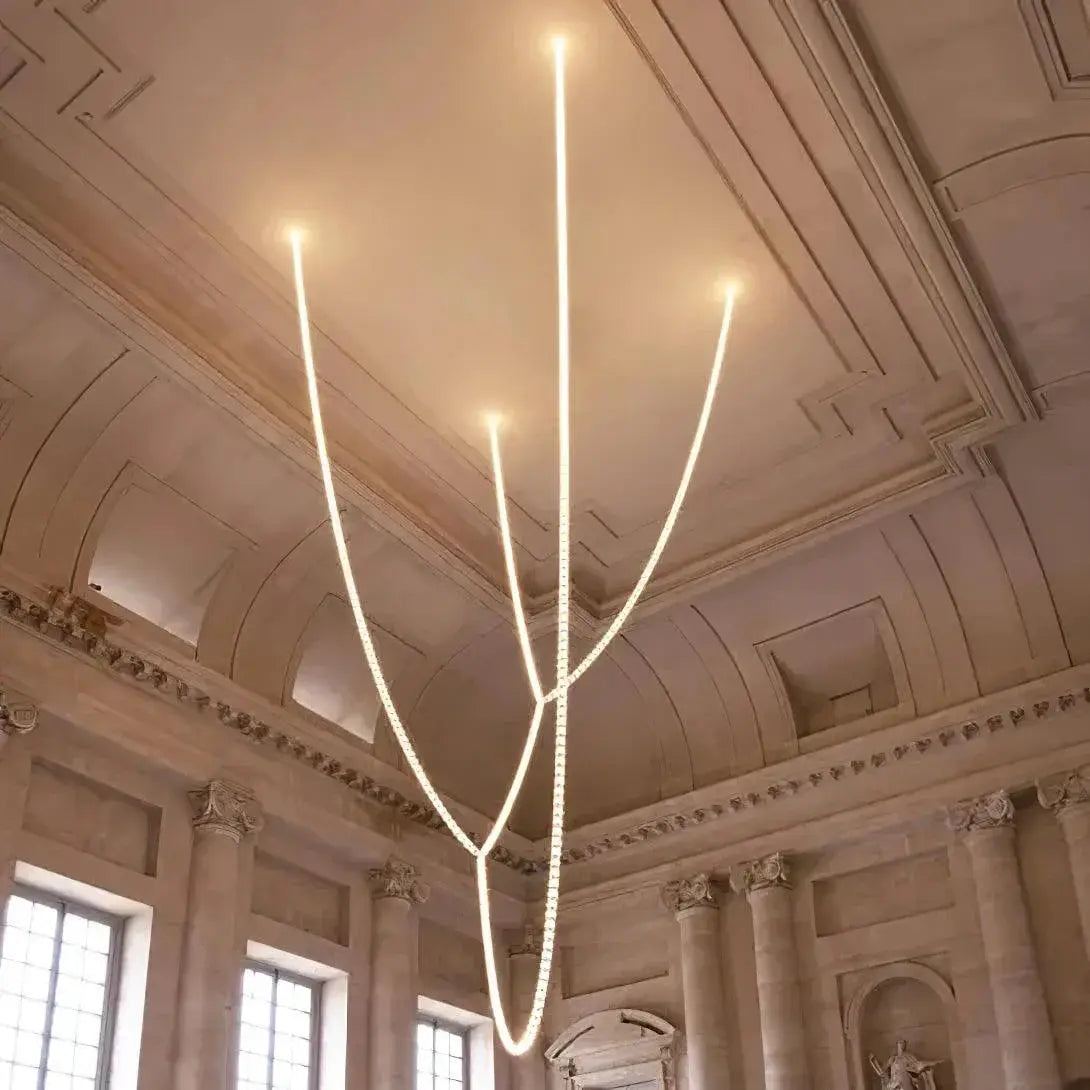Necklace chandelier ceiling light with crystal acrylic beads, multi-strand design, warm white LEDs, adjustable chain