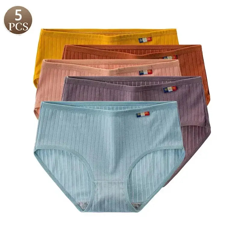 5-pack women's cotton seamless panties in assorted colors by Simples Market, breathable briefs